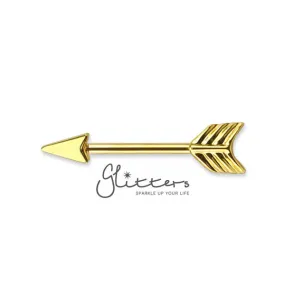 18K Gold Ion Plated 316L Surgical Steel Arrow Nipple Bar