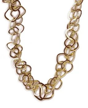 18K Gold Plated Latin Double Interlocking Square Linked Necklace