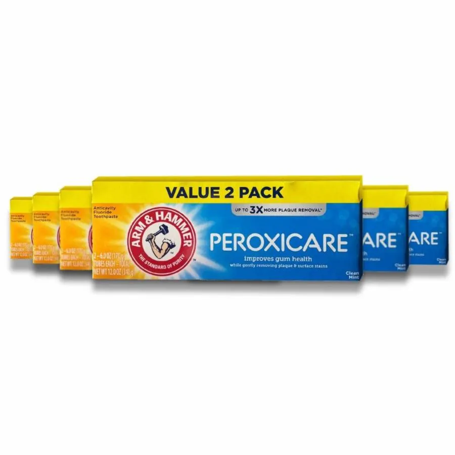 A&H  - Peroxicare Toothpaste, Clean Mint, Fluoride, Twin Pack - 6 Oz - 6 Pack