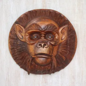 Alpha Chimpanzee Handcrafted Suar Wood Chimpanzee Mask from Bali