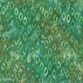 Artisan Batiks Holiday Moments - Ornaments Green Metallic Yardage