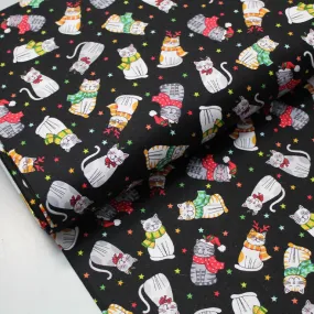 Christmas Cotton - Black - Festive Cats