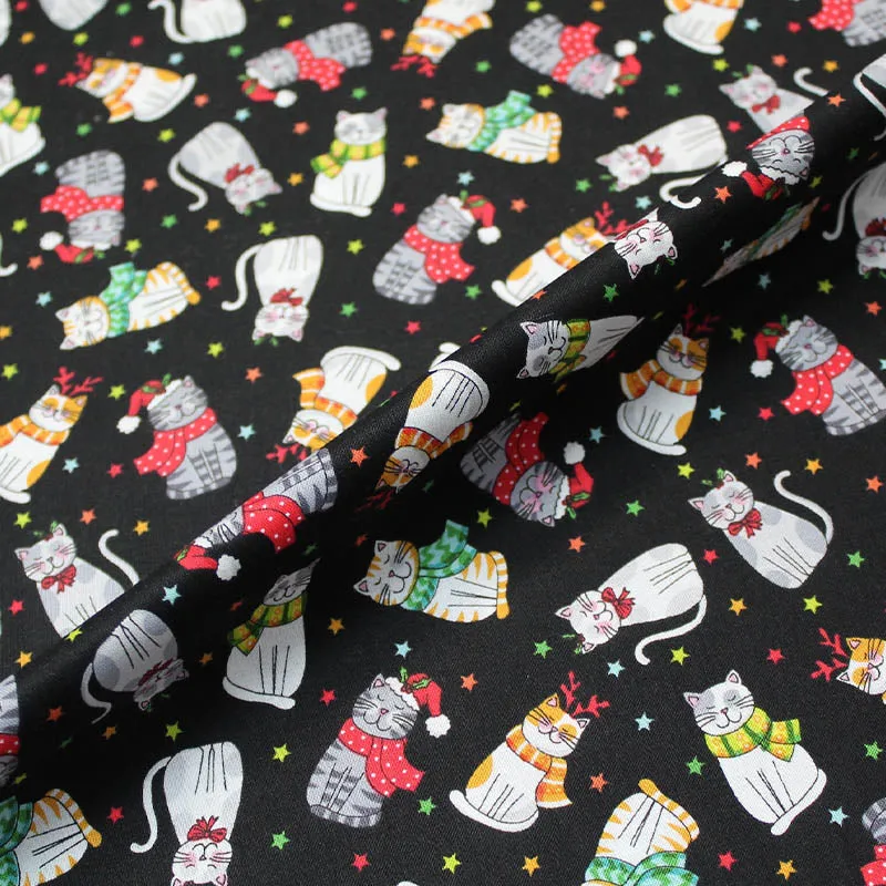 Christmas Cotton - Black - Festive Cats