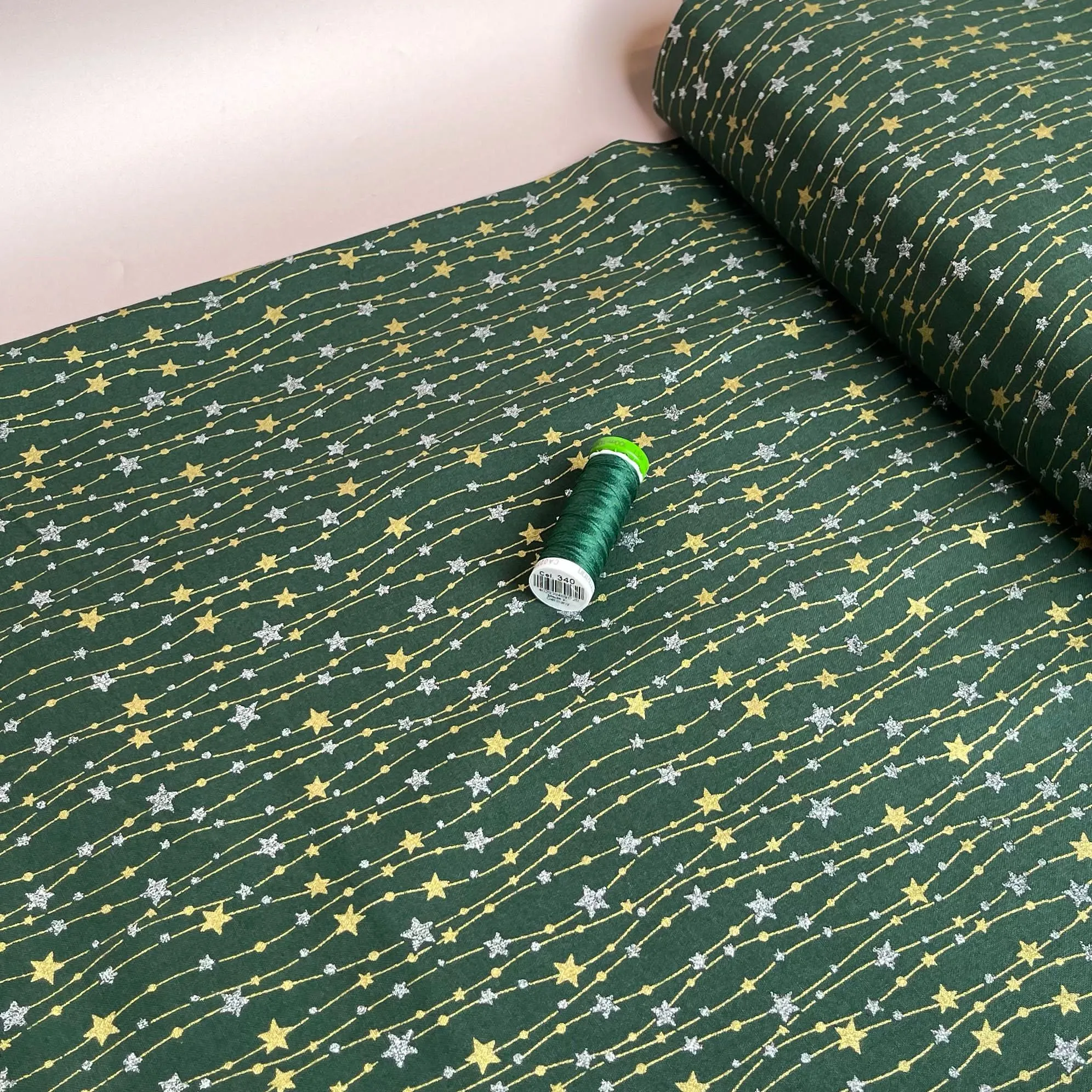 Christmas Stars Cotton Poplin Fabric