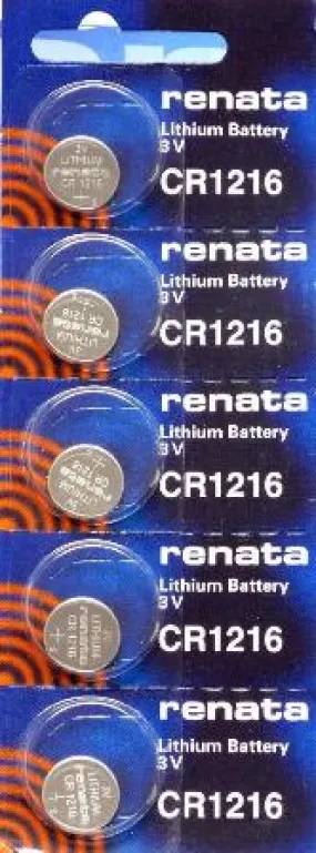 Copy of Renata Watch Battery CR 1216, 1-pack-5 battery Replacement, Lithium 3V, Swiss Made