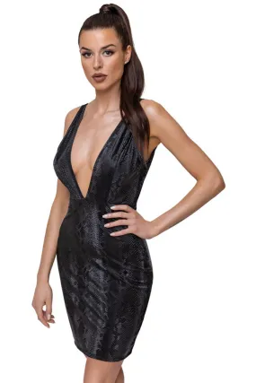 Cottelli Party Snakeskin Look Black Dress