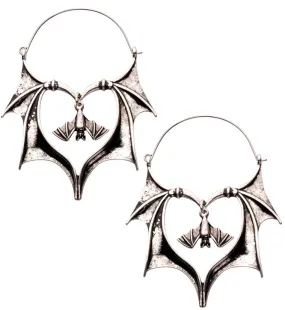 Dangling Bat Stainless Steel Plug Hoops