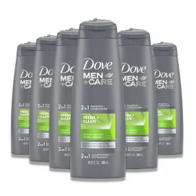 Dove - Men   Care, 2 in 1 Shampoo   Conditioner, Fresh   Clean, Caffeine   Menthol - 12 Oz - 6 Pack