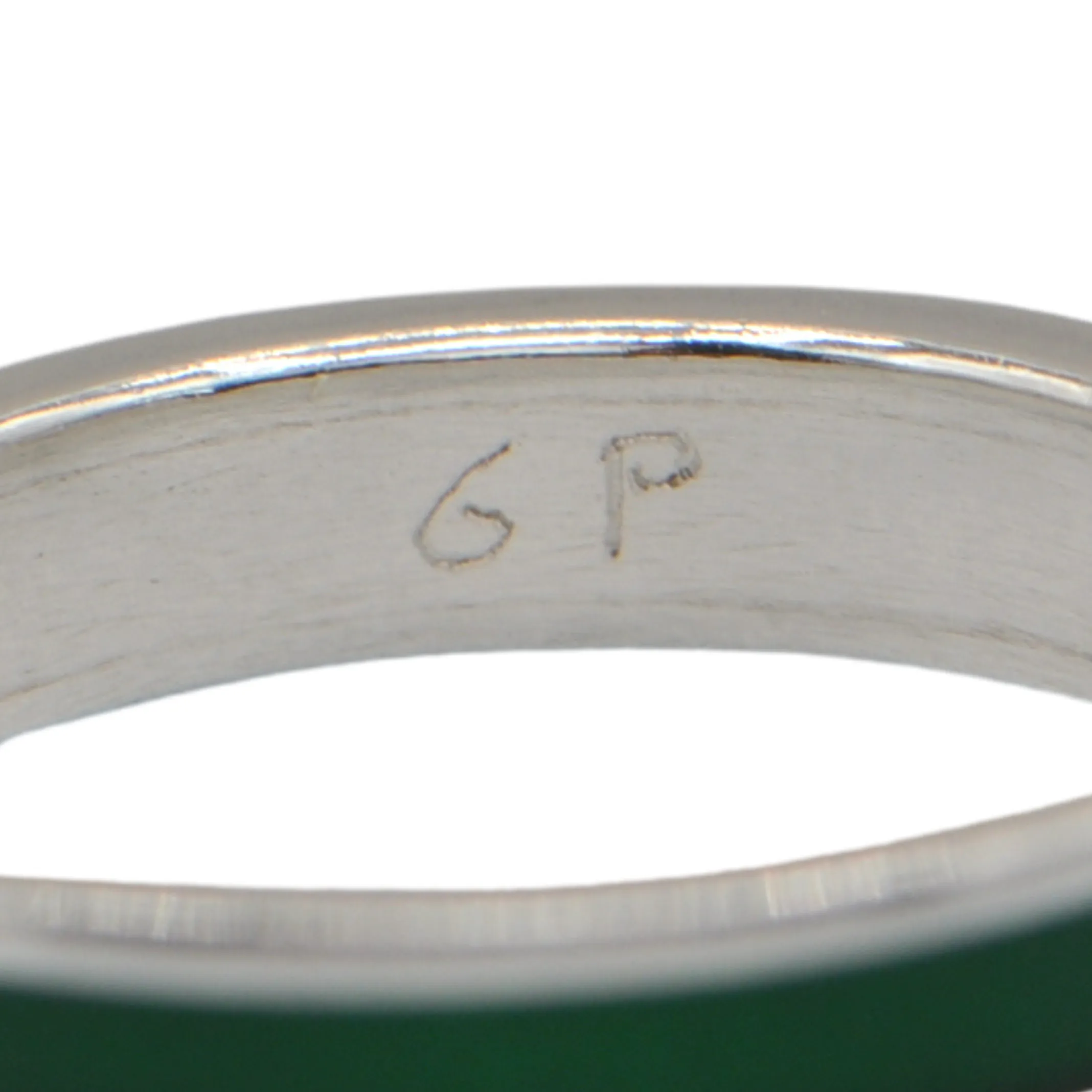 Estate Walter Schluep Green Enamel Sterling Silver Band