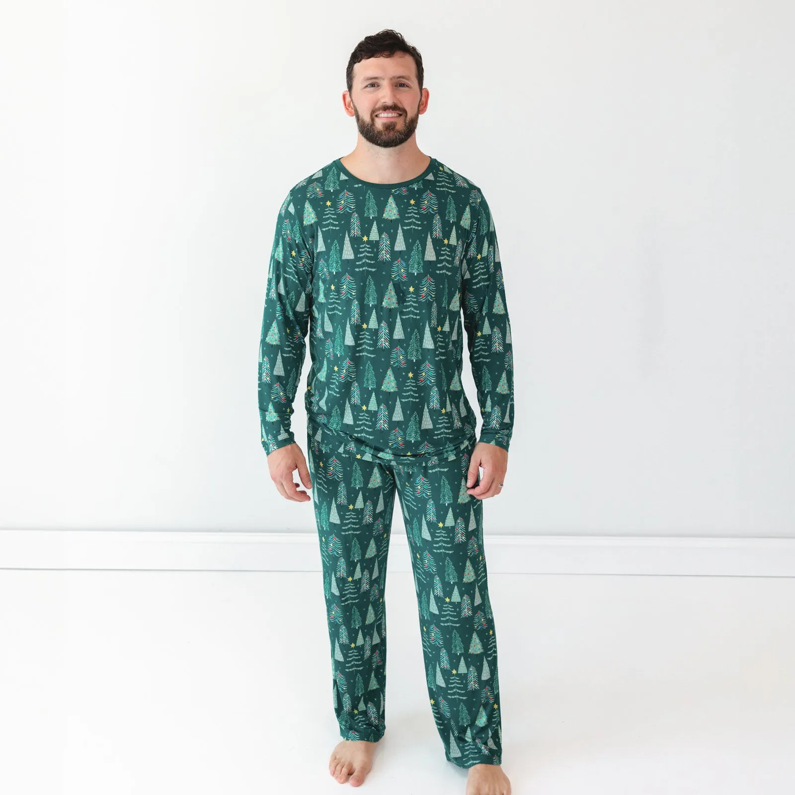 Green Twinkling Trees Men's Pajama Pants