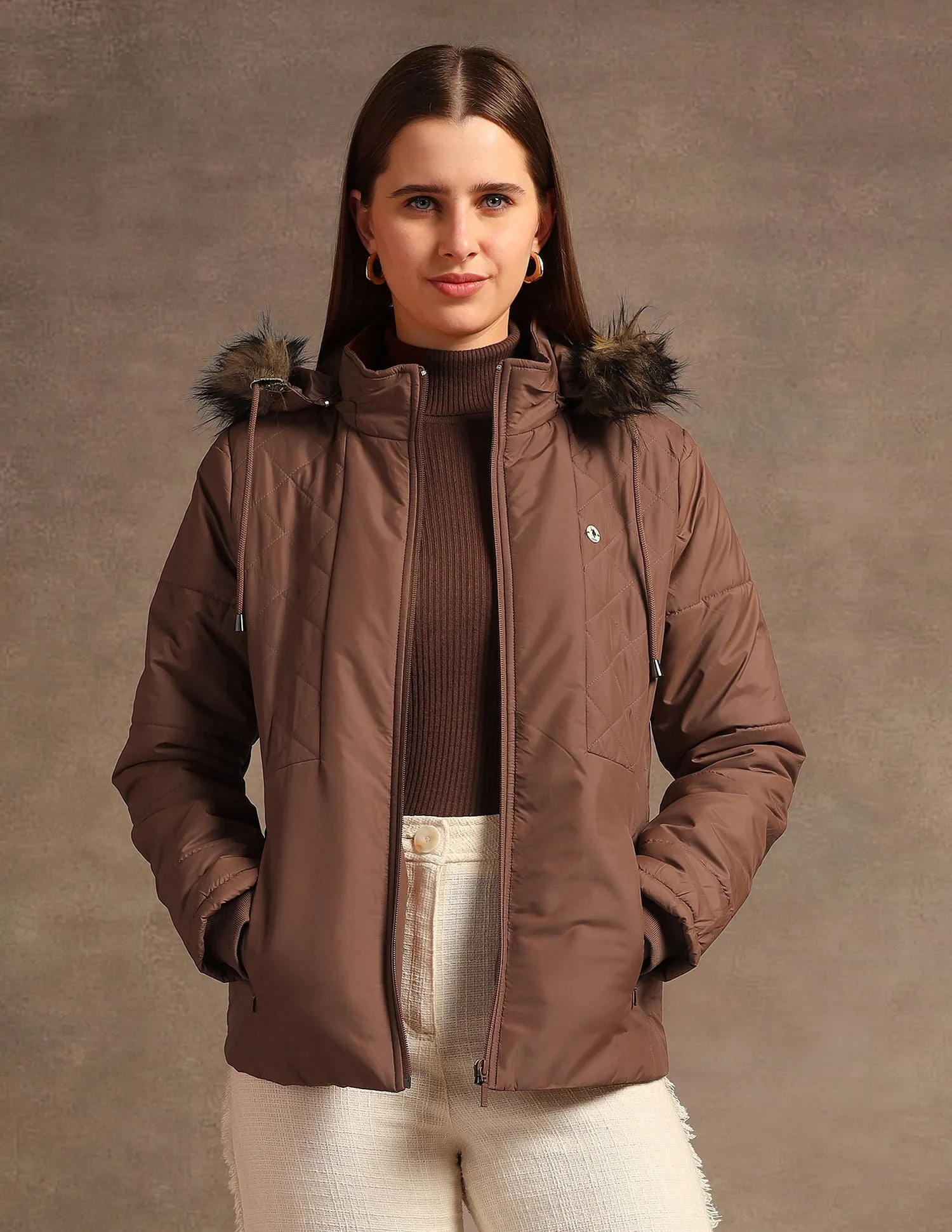 Hooded Solid Padded Jacket