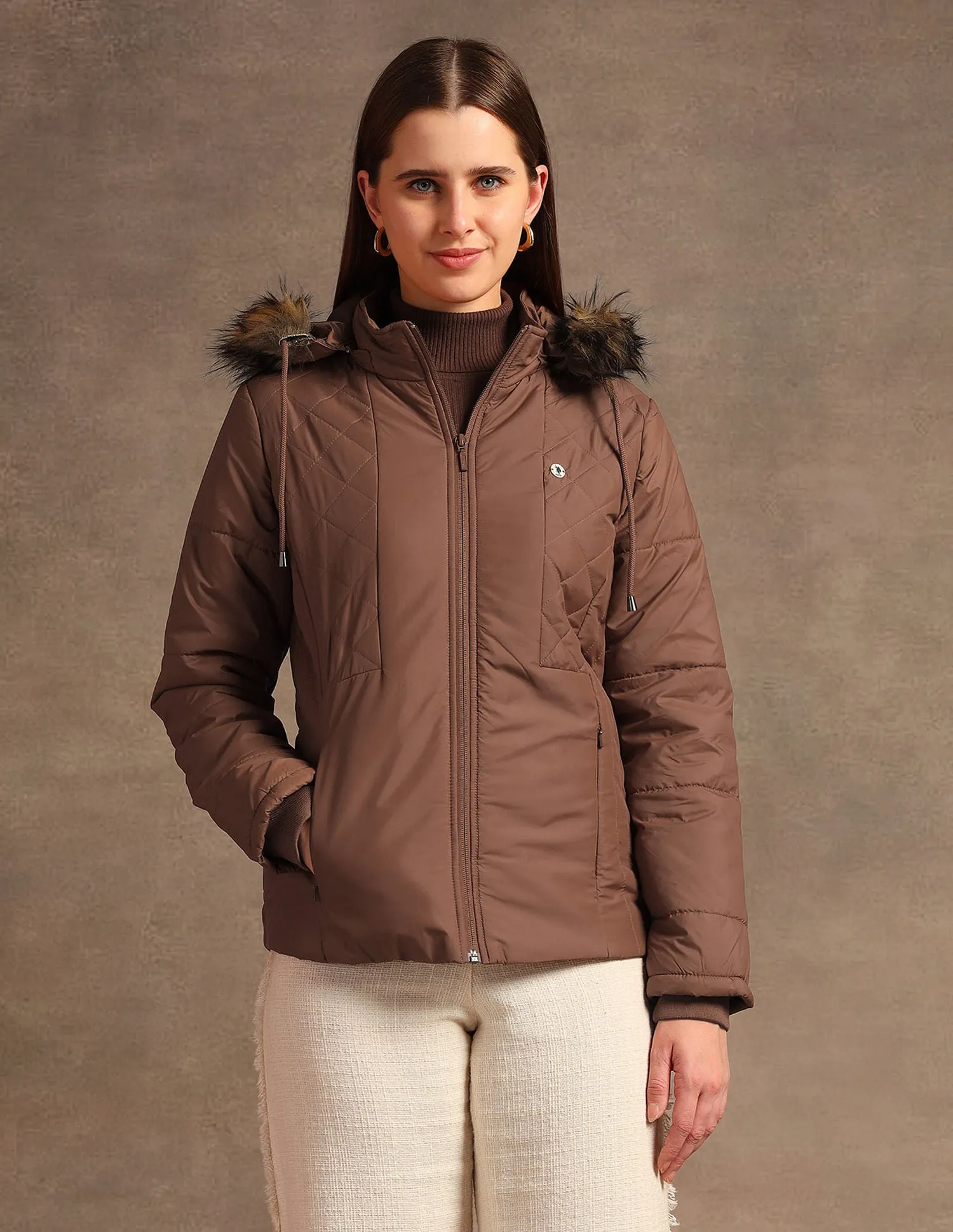 Hooded Solid Padded Jacket