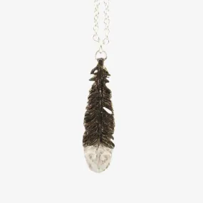 Huia Feather Necklace - Handpainted Silver