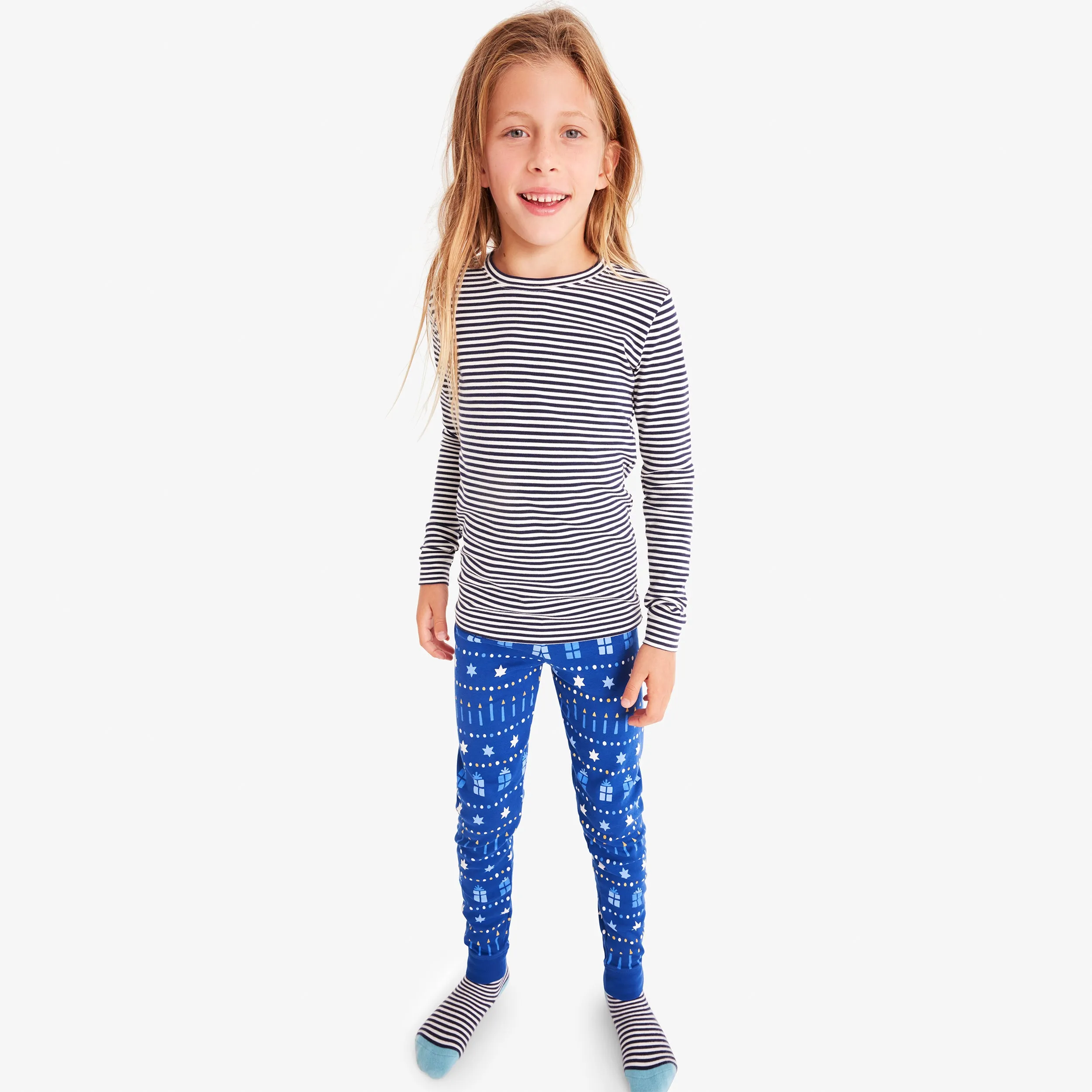 Kids organic PJ pant in festive lights