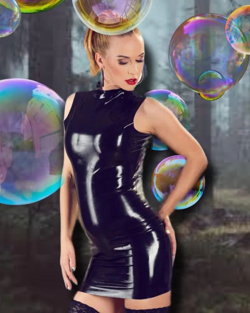 LATE-X Black Latex Dress