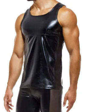 Modus Vivendi Tight Fit Tank Top Shiny Latex-Look Bold Black 11231 B83