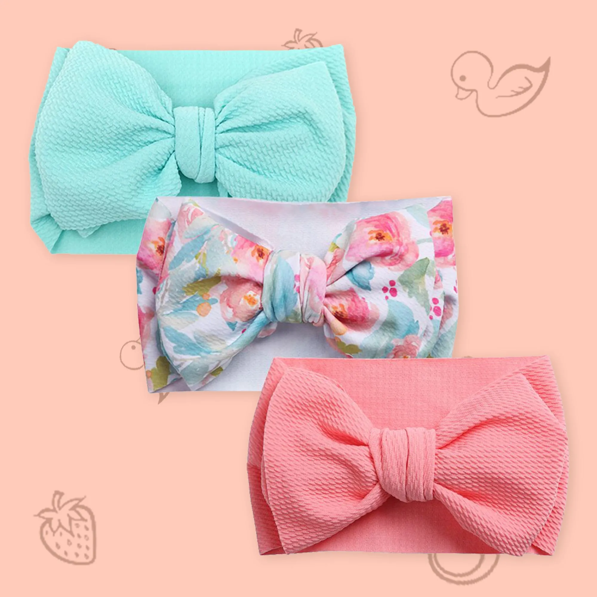 Polka Tots Floral Bow Headbands Set - Multicolor