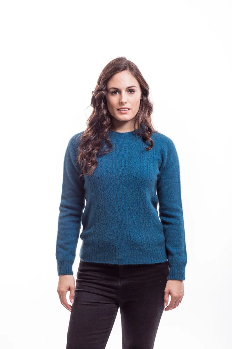 Possum Merino Crew Neck Jersey with Lace Detail