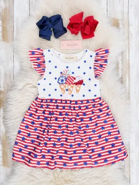 Stars & Stripes Ice Cream Ruffle Dress