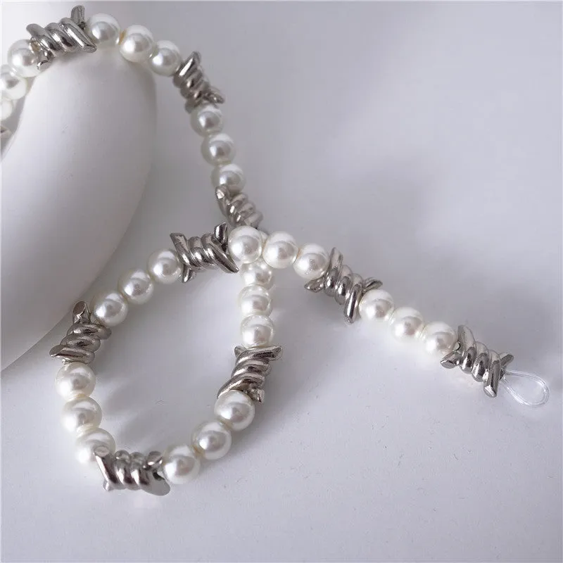 Vintage Men/Women's Hip Hop Thorn Pearl Necklace Fashion Accessories Clavicle Chain