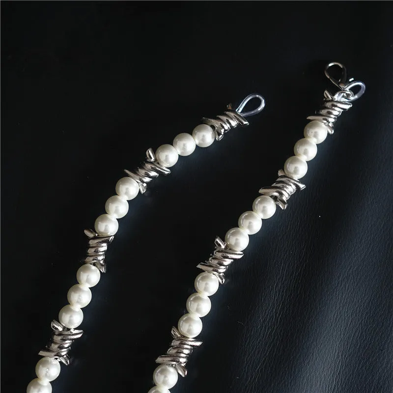 Vintage Men/Women's Hip Hop Thorn Pearl Necklace Fashion Accessories Clavicle Chain