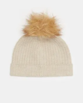 Wool Faux Fur Pom Beanie